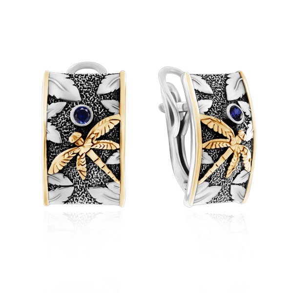 Серьги из серебра с корундом 2317161766-37 от KRASNOE, металл Серебро, вставка Корунд Натур.