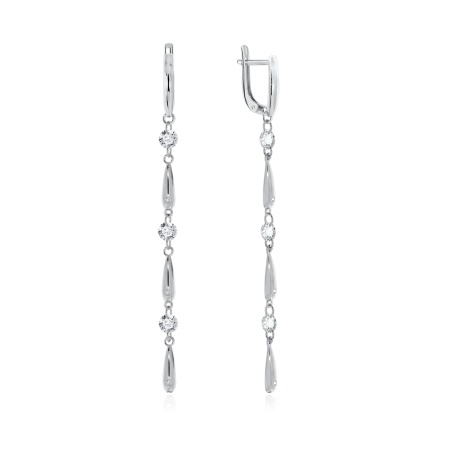 Серьги из серебра с фианитом 2340200791 от KRASNOE, металл Серебро, вставка Фианит