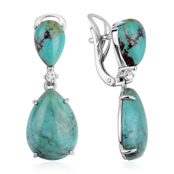 Серьги из серебра с бирюзой