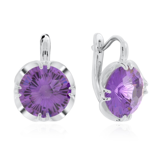Серьги из серебра с фианитом