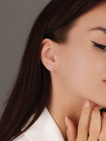 Серьги из серебра с фианитами 2340202051 от KRASNOE, металл Серебро, вставка Фианит