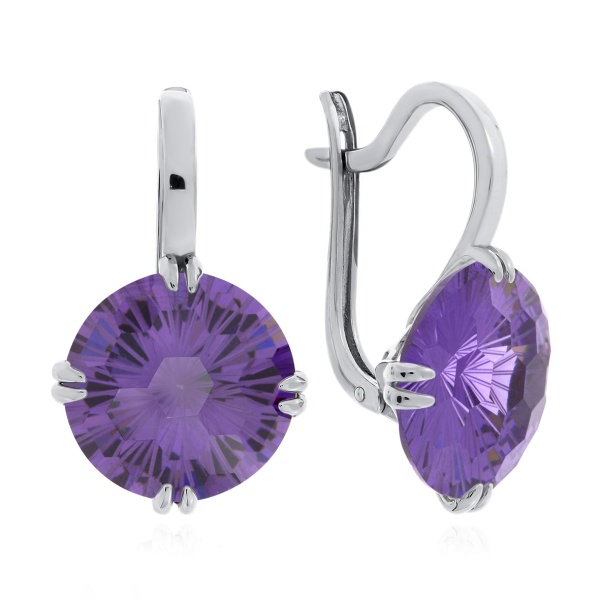 Серьги из серебра с фианитом
