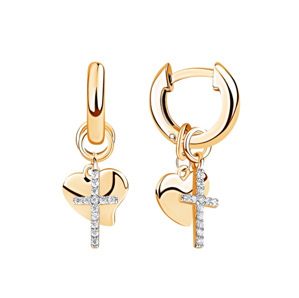 Серьги из серебра с фианитами со скидкой