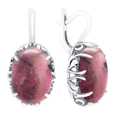 Серьги из серебра с родонитами 2340455783 от KRASNOE, металл Серебро, вставка Родонит