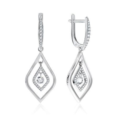 Серьги из серебра с фианитами 2340200773л от KRASNOE, металл Серебро, вставка Фианит