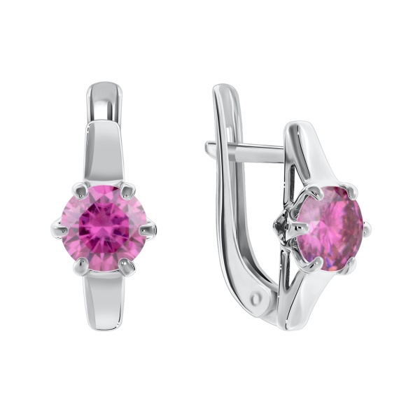 Серьги из серебра с мауссанитом 2340970262-30 от KRASNOE, металл Серебро, вставка Муассанит