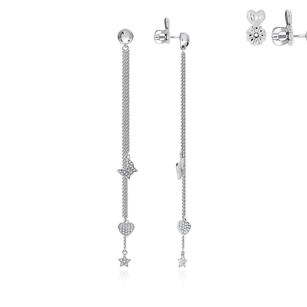 Пусеты из серебра с фианитами со скидкой