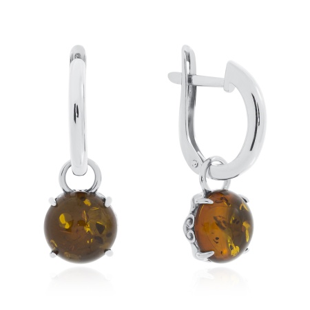 Серьги из серебра с янтарём 2340481851 от KRASNOE, металл Серебро, вставка Янтарь