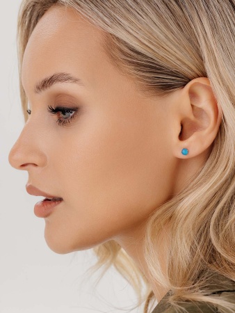 Пусеты из серебра с агатами