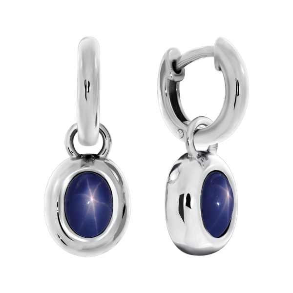 Серьги из серебра с звездчатыми сапфирами 2340940366-8 от KRASNOE, металл Серебро, вставка Сапфир Звездчатый