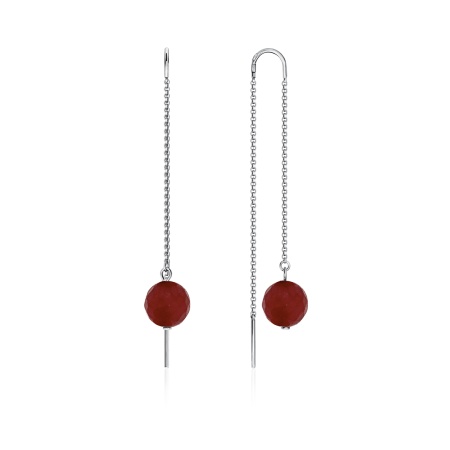 Серьги из серебра с агатами 2340650712-37 от KRASNOE, металл Серебро, вставка Жад