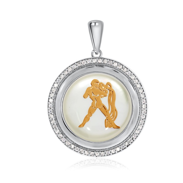 Купить подвеска из серебра с перламутром и фианитами