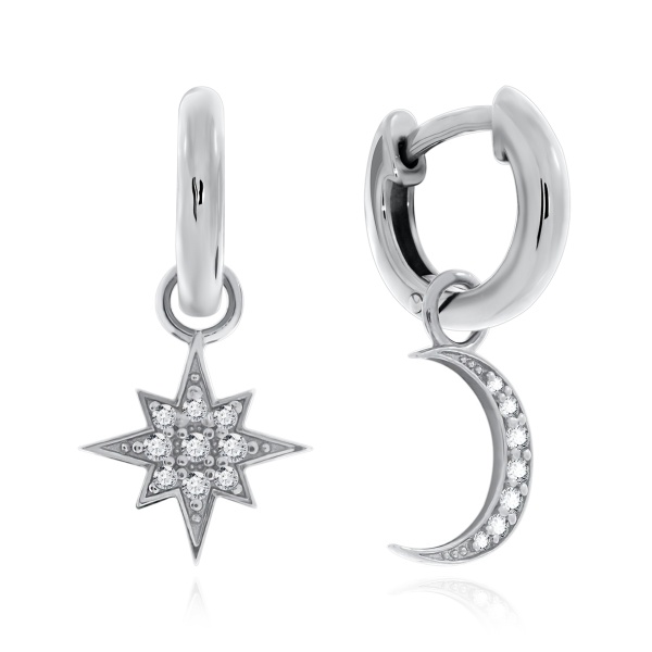 Серьги из серебра с фианитами 2340204810л от KRASNOE, металл Серебро, вставка Фианит