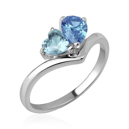 Купить кольцо из серебра с топазом и топазом в интернет-магазине KRASNOE