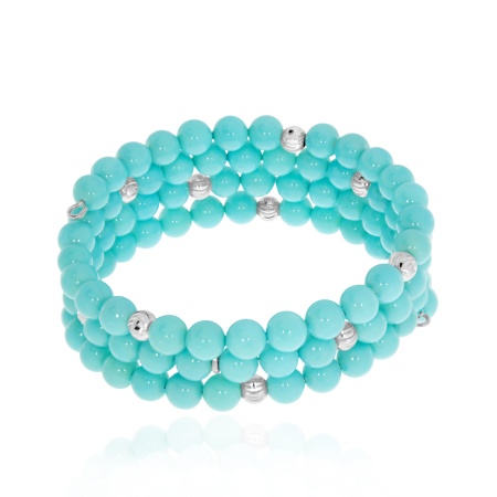 Купить браслет из серебра с проволока (с памятью)ом и агатами