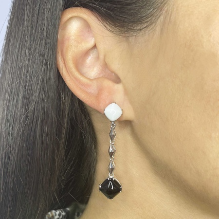 Серьги из серебра с агатами 2340391201-11 от KRASNOE, металл Серебро, вставка Агат