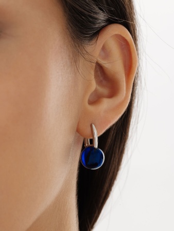 Серьги из серебра с синими кристаллами 2340294318-80 от KRASNOE, металл Серебро, вставка 