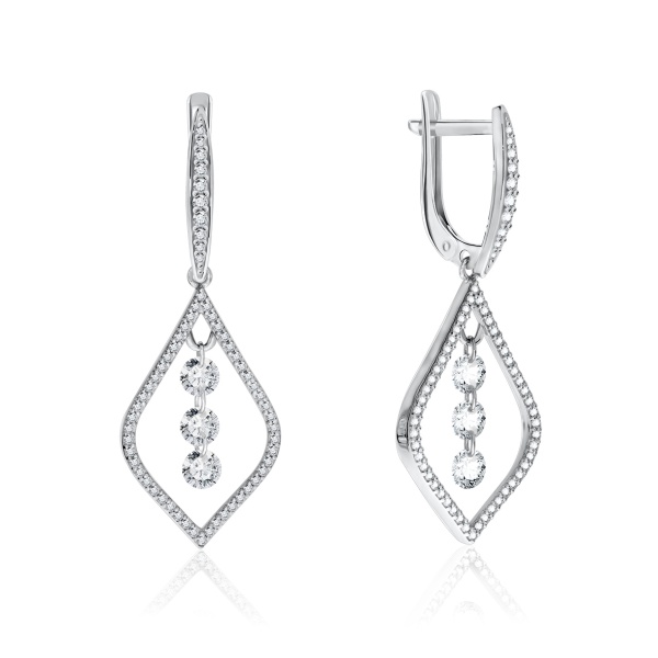 Серьги из серебра с фианитами 2340200765л от KRASNOE, металл Серебро, вставка Фианит