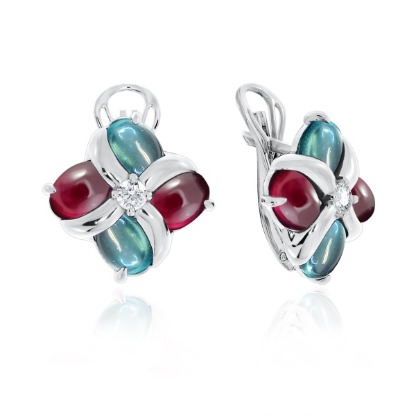 Серьги из серебра с ситаллом со скидкой