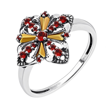 Купить кольцо из серебра с гранатами в интернет-магазине KRASNOE