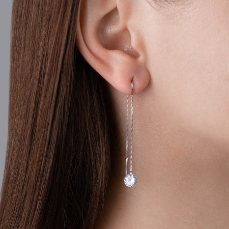 Серьги из серебра с фианитами