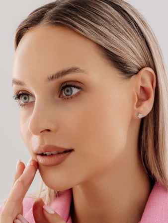 Пусеты из серебра с фианитами 2340205273л от KRASNOE, металл Серебро, вставка Фианит