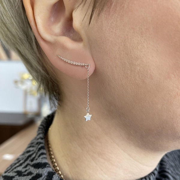 Серьги из серебра с фианитами 2340204903л-8-9 от KRASNOE, металл Серебро, вставка Фианит