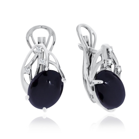 Серьги из серебра с агатами и фианитами