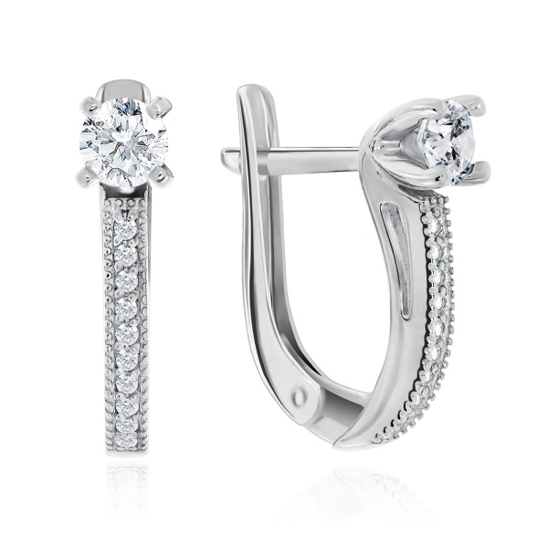 Серьги из серебра с фианитом со скидкой