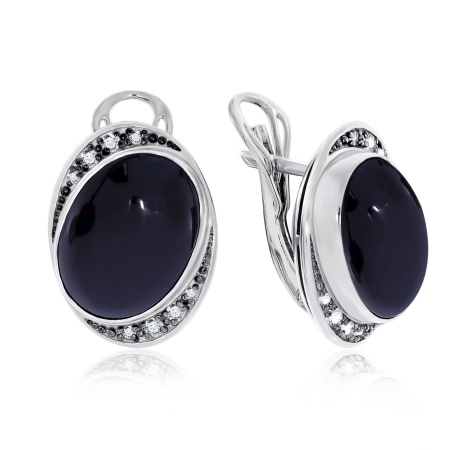 Серьги из серебра с агатами и фианитами