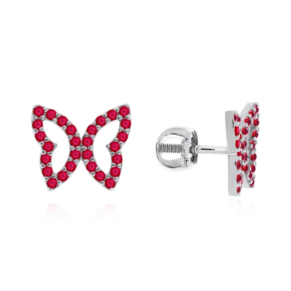 Пусеты из серебра с натуральными корундами 2340224820л-37 от KRASNOE, металл Серебро, вставка Корунд Синт.