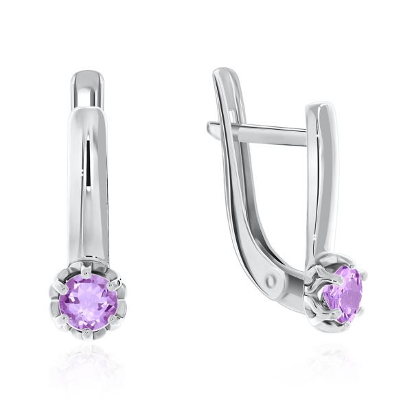 Серьги из серебра с аметист 2340061021 от KRASNOE, металл Серебро, вставка Аметист