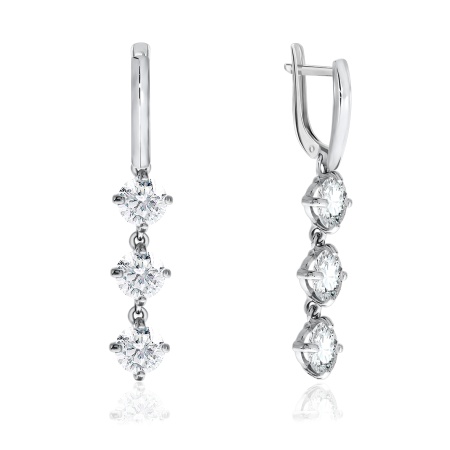 Серьги из серебра с фианитом 2340200668 от KRASNOE, металл Серебро, вставка Фианит
