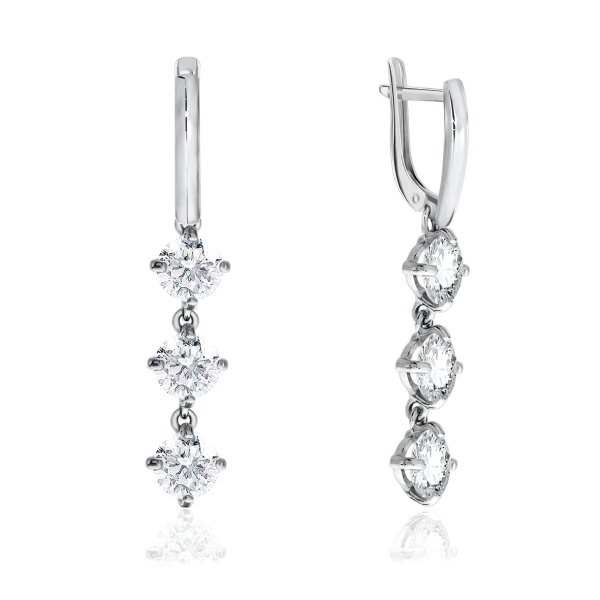 Серьги из серебра с фианитом 2340200668 от KRASNOE, металл Серебро, вставка Фианит