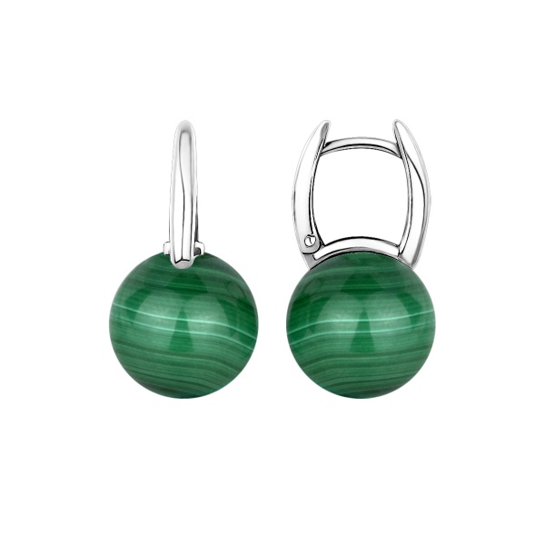 Серьги из серебра с малахитами