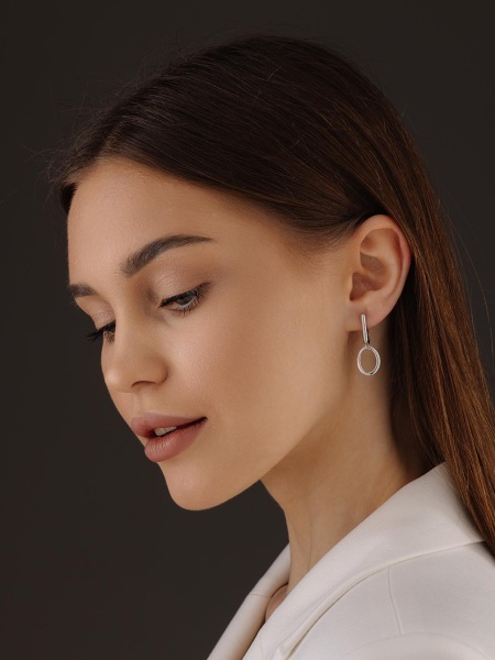 Серьги из серебра без вставок 2340405306 от KRASNOE, металл Серебро, вставка Без вставок