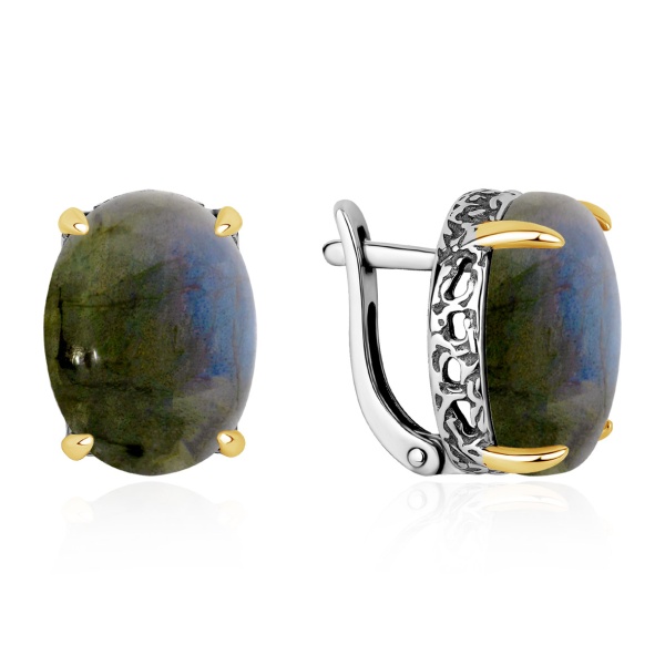 Серьги из серебра с лабрадоритом