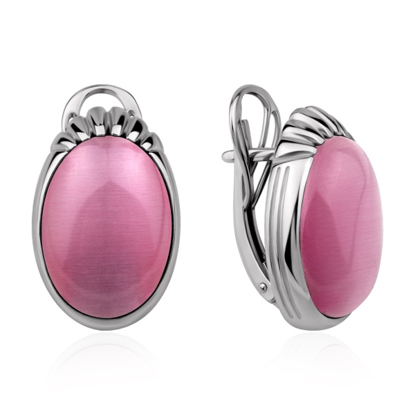 Серьги из серебра с кошачим глазом