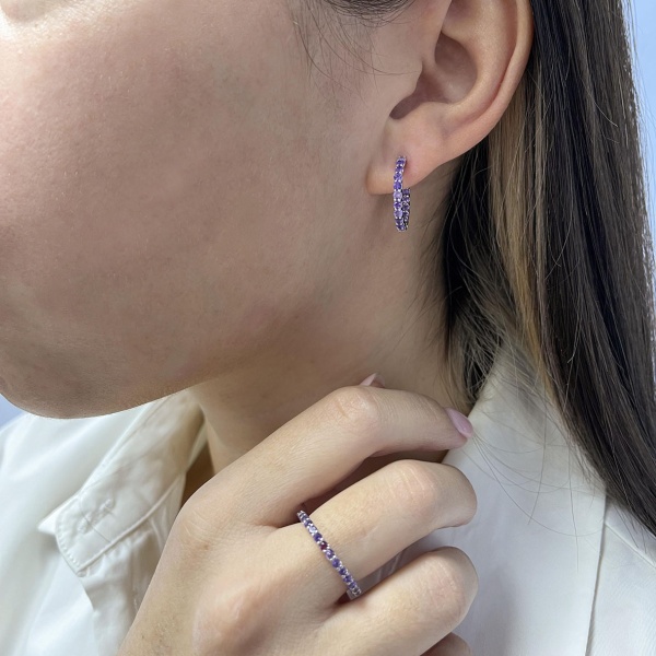 Серьги из серебра с аметист 2340061315 от KRASNOE, металл Серебро, вставка Аметист