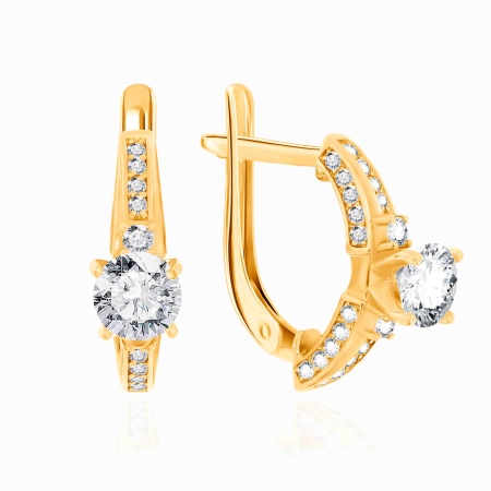 Серьги из серебра с фианитами 2320200014-1 от KRASNOE, металл Серебро, вставка Фианит