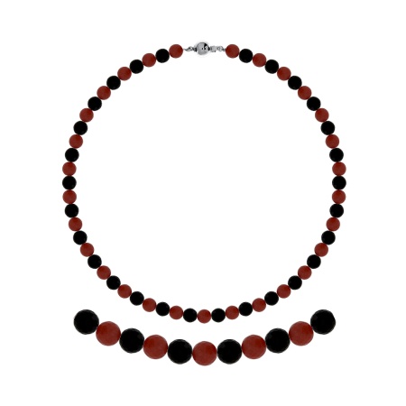 Бусы из серебра с ониксами и агатами 8340436116-45