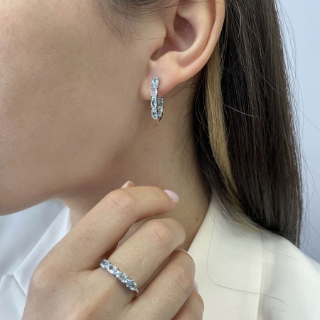 Серьги из серебра с топазами 2340071182 от KRASNOE, металл Серебро, вставка Топаз Sky