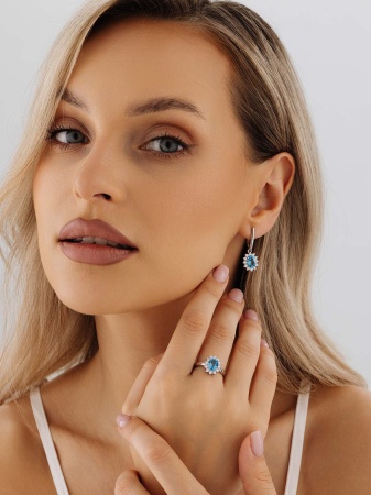 Серьги из серебра с топазом