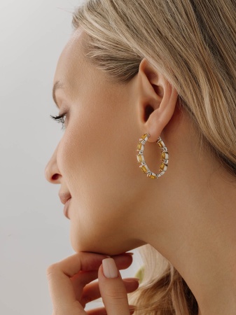 Серьги из серебра с цитрином