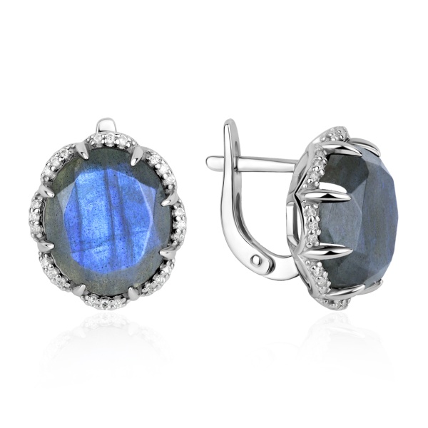 Серьги из серебра с лабрадоритом
