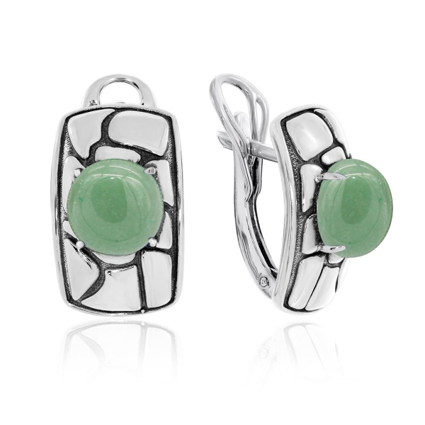 Серьги из серебра с нефритами 2310351753 от KRASNOE, металл Серебро, вставка Нефрит
