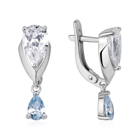 Серьги из серебра с фианитами