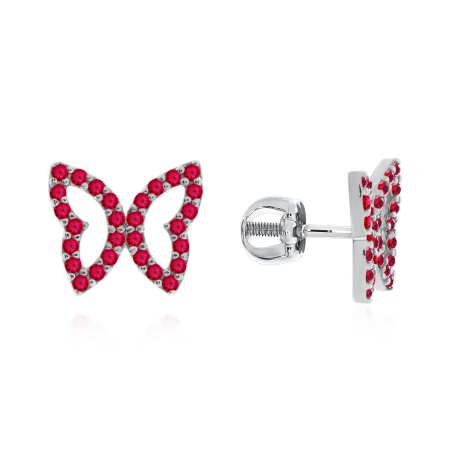 Пусеты из серебра с натуральными корундами 2340224820л-37 от KRASNOE, металл Серебро, вставка Корунд Синт.