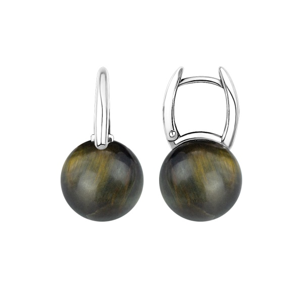 Серьги из серебра с соколиным глазом 2340СГ4318 от KRASNOE, металл Серебро, вставка 