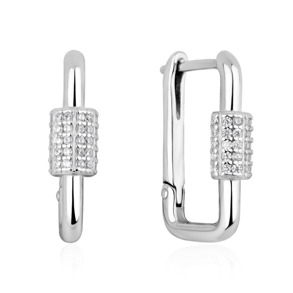 Серьги из серебра с фианитами
